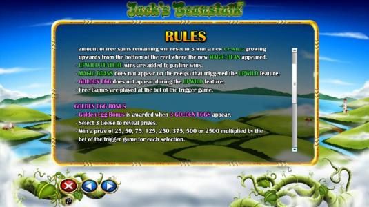 General Game Rules and Golden Egg Bonus Game Rules