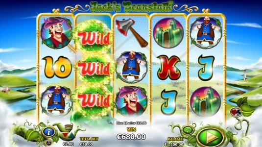 The beanstalk will grow with each reel spin during the free games increasing your chance for greater winnings