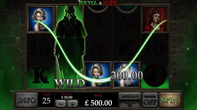 Expanded wild on reel 2 triggers multiple winning paylines leading to a 500.00 big win!