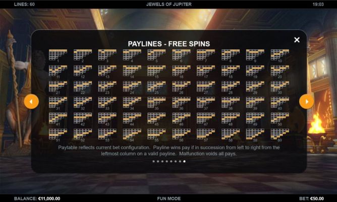Free Spins Paylines 1-60