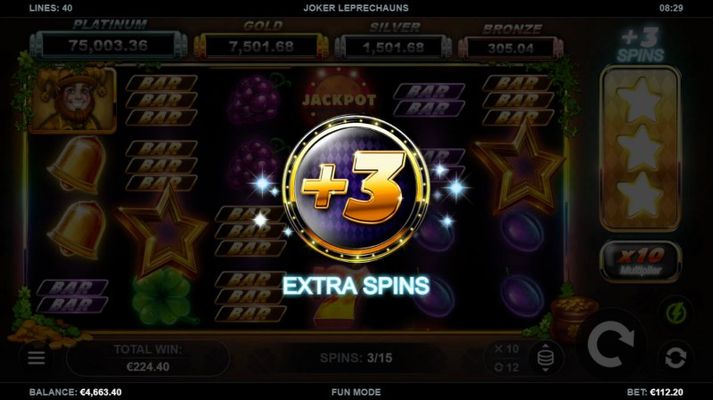 +3 Extra Spins awarded after collecting three stars