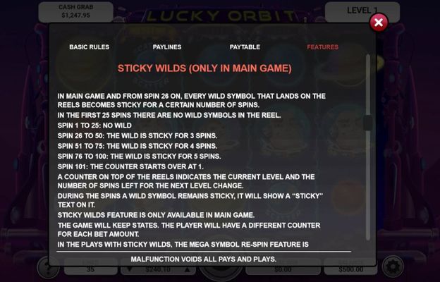 Sticky Wilds Feature