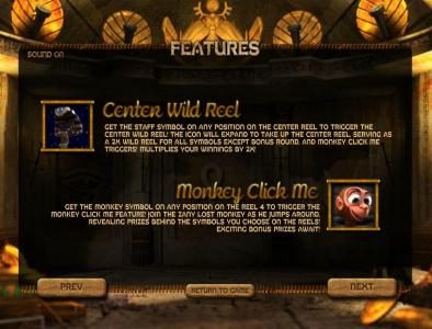 center wild reel and monkey click me feature rules