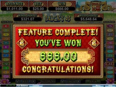 The free spins feature paid out a whooping $366 jackpot.
