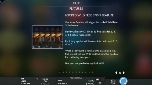 3 or more scatters will trigger the Locked Wild Free Spins feature