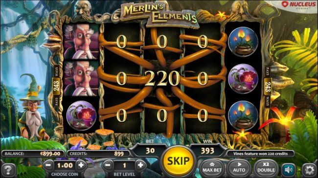Vine symbol triggers a 220 coin win during the free spins feature