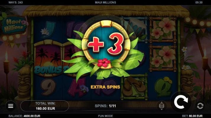 3 additional free spins awarded