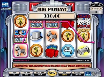 three wild symbols lead to 330 coin big payday
