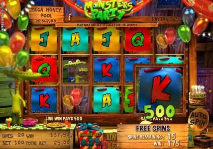 five of a kind triggers 500 coin jackpot during free spins feature