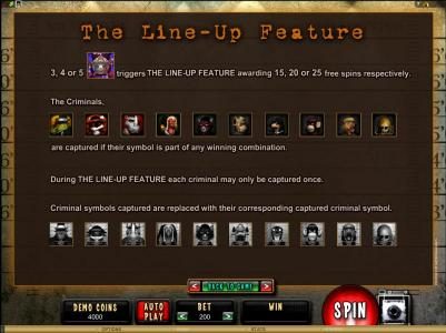 The Line-Up feature game rules