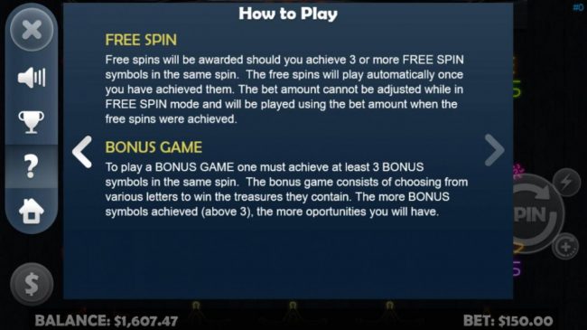 Free Spins and Bonus Game rules