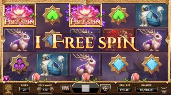 Two free spin scatter symbols award one free spin.