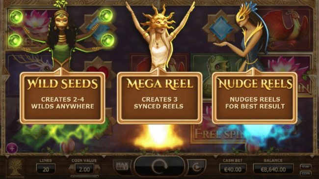 Select one of three features to play during your free spins