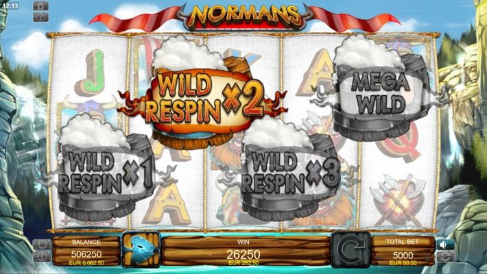 Wild Respin with X2 win multiplier awarded