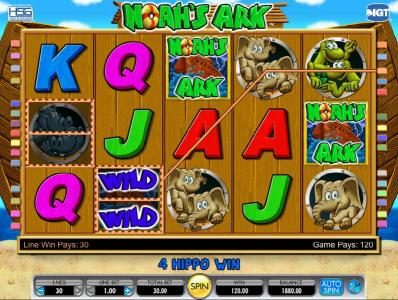 here is an example of two split symbols triggering a 120 coin jackpot