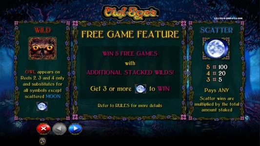 wild and scatter symbols paytable. Free game Feature