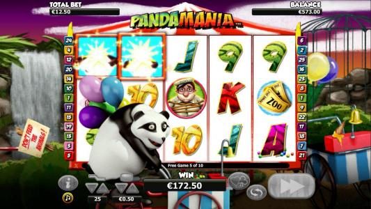 During the Panda Escape Bonus, the Panda moves across the screen changing symbols into wilds.