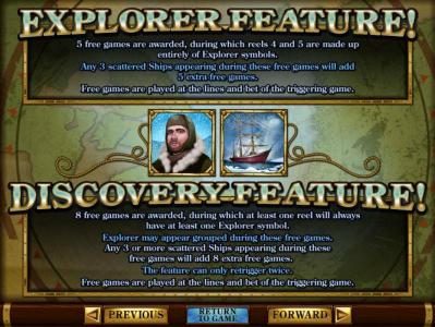 Explorer Feature and Discovery Feature bonus game rules