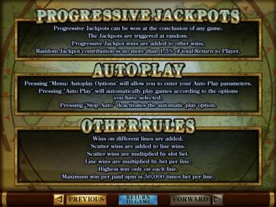 Progressive jackpots, autoplay and other game related rules