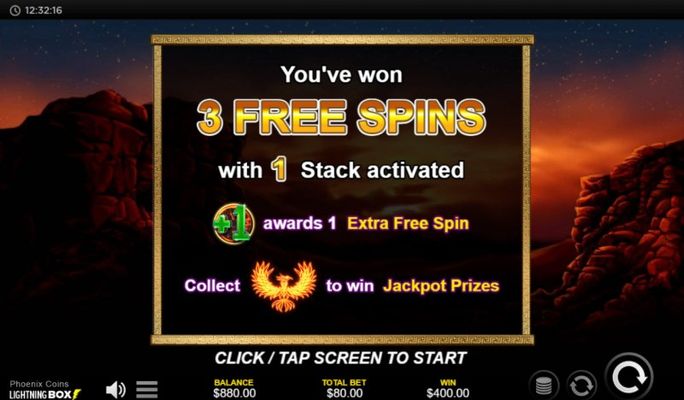 3 spins awarded for a chance to win big