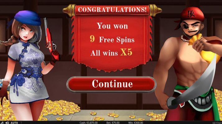 9 Free Spins Awarded