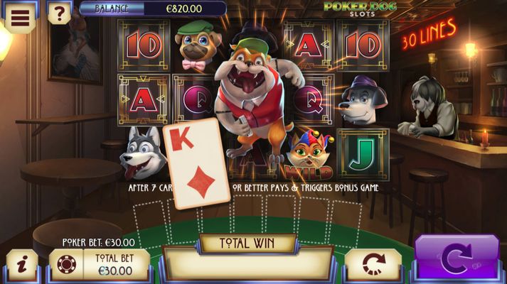 Landing dealer symbol on reel 3 triggers Poker Hand
