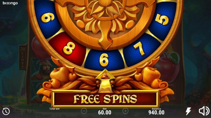 6 free spins awarded