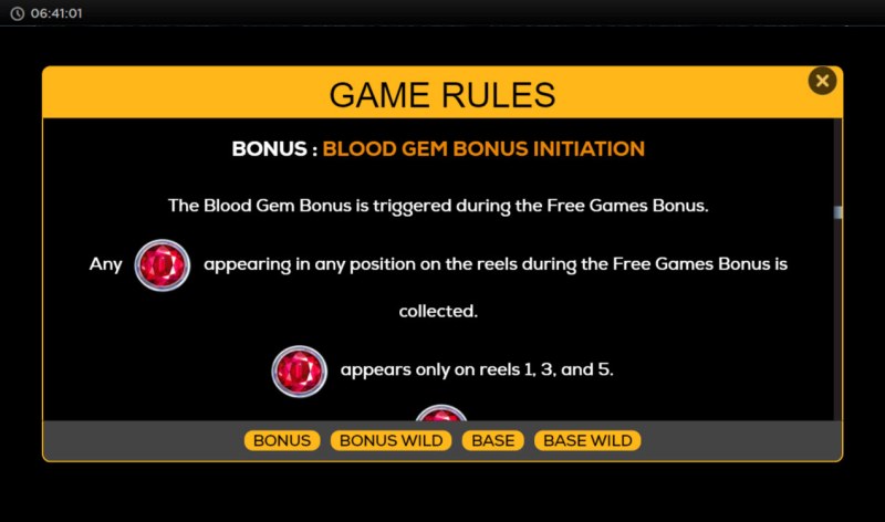 Blood Gem Bonus Initiation