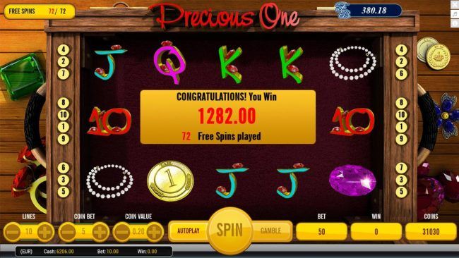 Total free spins payout 1282.00