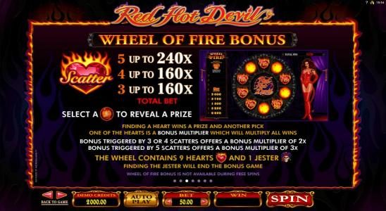 Wheel of Fire Bonus game rules