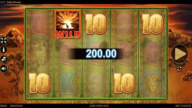 Multiple winning paylines triggers a 200.00 Jackpot