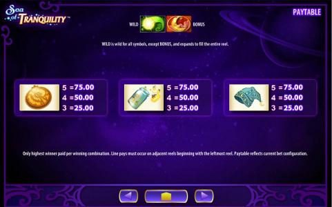 Mid value slot game symbols paytable