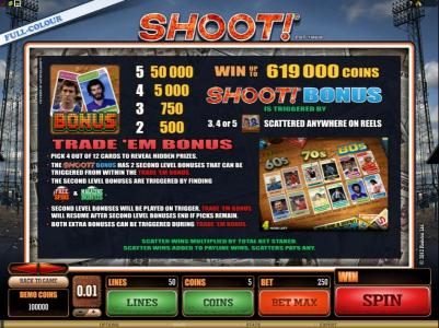 win up to 619000 coins, bonus is triggered by 3 or more scatters anywhere on reels