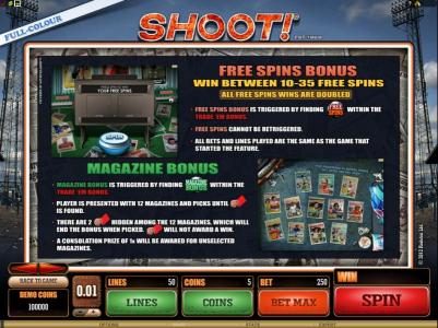 free spins bonus, win between 10-35 free spins, free spins bonus is triggered by findong the free spins symbol within the trade 'em bonus