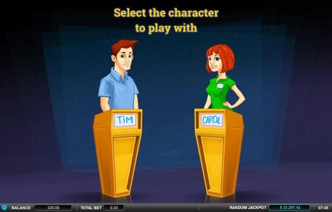 Select a character to play: Tim or Carol