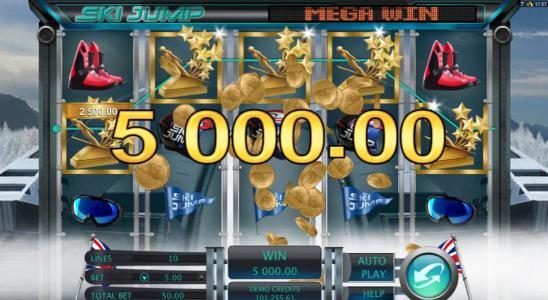Five of a kind triggers a 5,000.00 mega win!