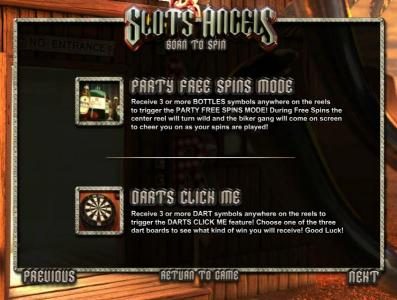 party free spins mode and darts click me feature rules