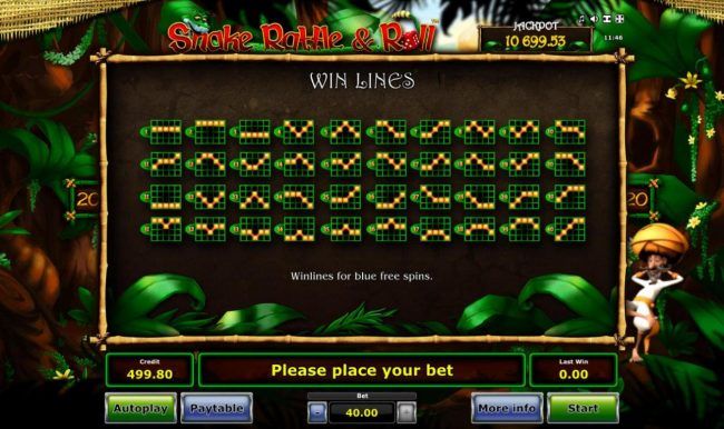 Blue Free Spins Win Lines 1-40