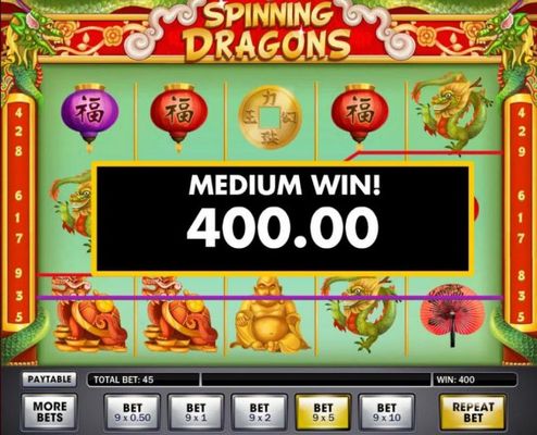 A 400,00 jackpot triggered by a pair of winning paylines.