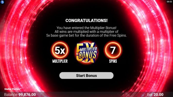 7 free spins awarded