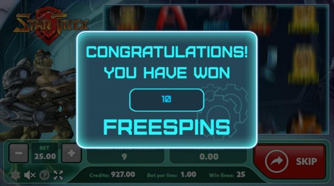 10 free spins awarded player