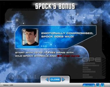 Star Trek slot game Spock's bonus