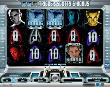 Star Trek slot game Kirk's bonus triggered