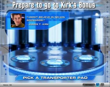 Star Trek slot game prepare to go to Kirk's bonus - pick a transporter pad