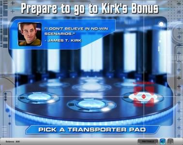 Star Trek slot game after your selection transporter pad is locked