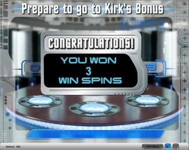 Star Trek slot game congratulations for the free spins