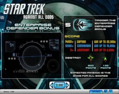 Star Trek - Against All Odds slot game enterprise defender bonus