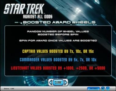 Star Trek - Against All Odds slot game boosted award wheels