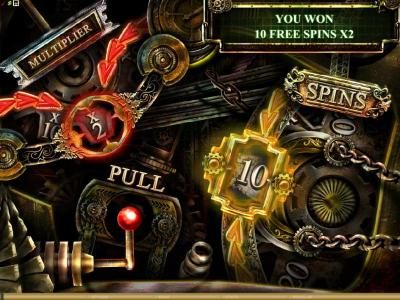 pull the lever to determine the multiplier and number of free spins you have won
