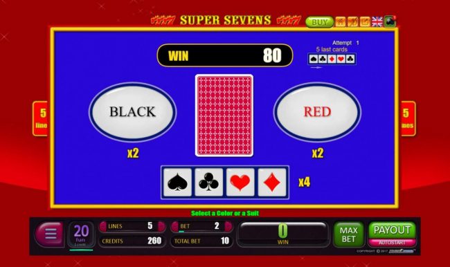Red-Or-Black Risk Game - To gamble any win press Gamble then select Red or Black.